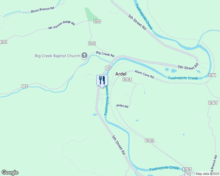 map of restaurants, bars, coffee shops, grocery stores, and more near Alum Cave Rd in Wayne