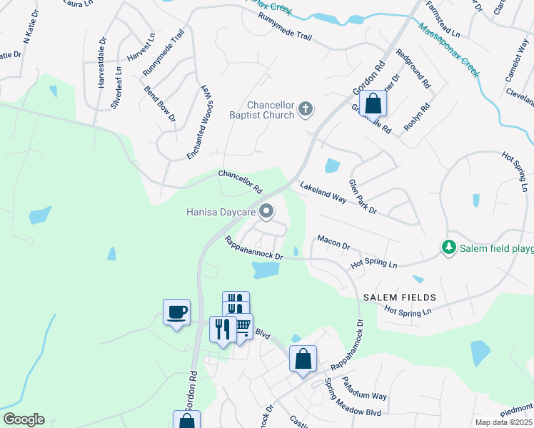 map of restaurants, bars, coffee shops, grocery stores, and more near 7141 Wytheville Circle in Fredericksburg