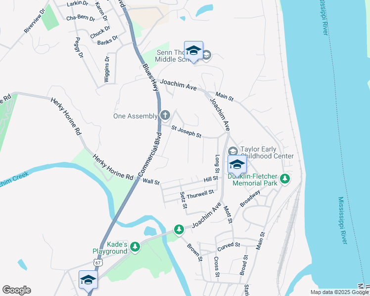 map of restaurants, bars, coffee shops, grocery stores, and more near 419 Lincoln Street in Herculaneum