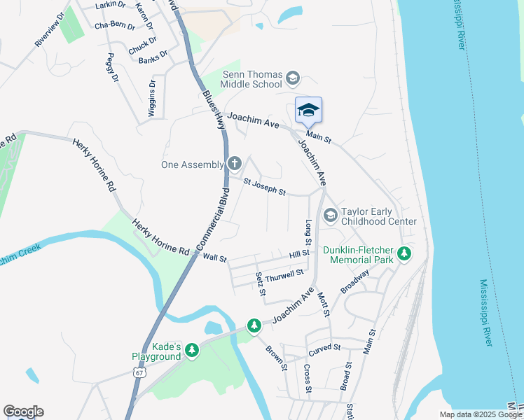 map of restaurants, bars, coffee shops, grocery stores, and more near 419 Lincoln Street in Herculaneum