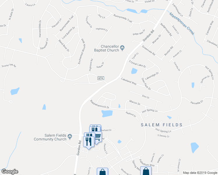 map of restaurants, bars, coffee shops, grocery stores, and more near 11237 Gordon Road in Fredericksburg