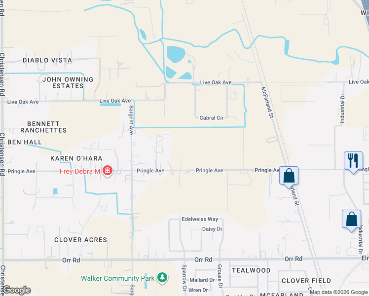 map of restaurants, bars, coffee shops, grocery stores, and more near 10035 Pringle Avenue in Galt