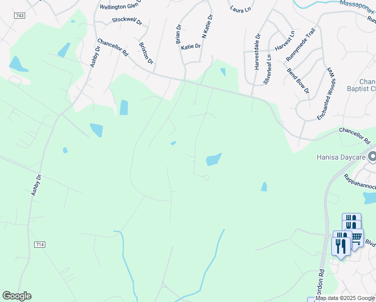 map of restaurants, bars, coffee shops, grocery stores, and more near 11400 Scarlet Oak Road in Fredericksburg