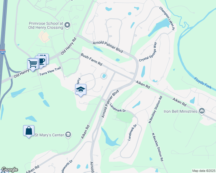 map of restaurants, bars, coffee shops, grocery stores, and more near 2319 Cleary Court in Louisville