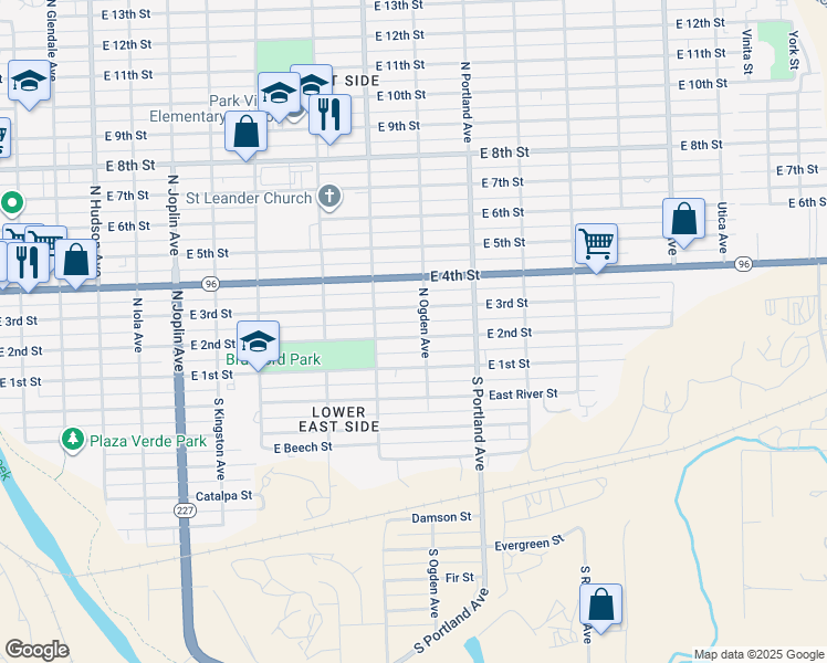 map of restaurants, bars, coffee shops, grocery stores, and more near 1535 East 2nd Street in Pueblo