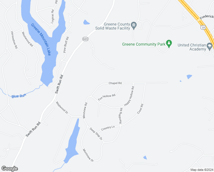 map of restaurants, bars, coffee shops, grocery stores, and more near 164 Chapel Road in Ruckersville