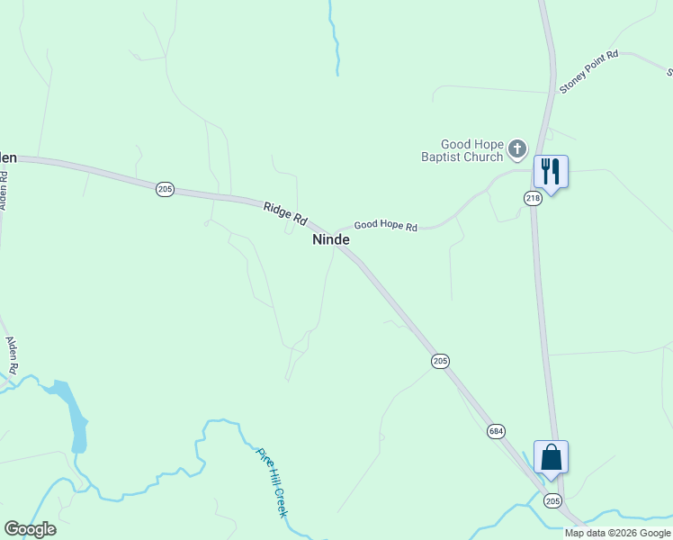 map of restaurants, bars, coffee shops, grocery stores, and more near 16506 Ridge Road in King George