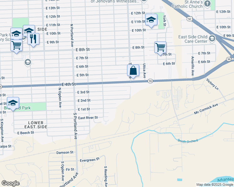 map of restaurants, bars, coffee shops, grocery stores, and more near 1915 E 3rd St in Pueblo
