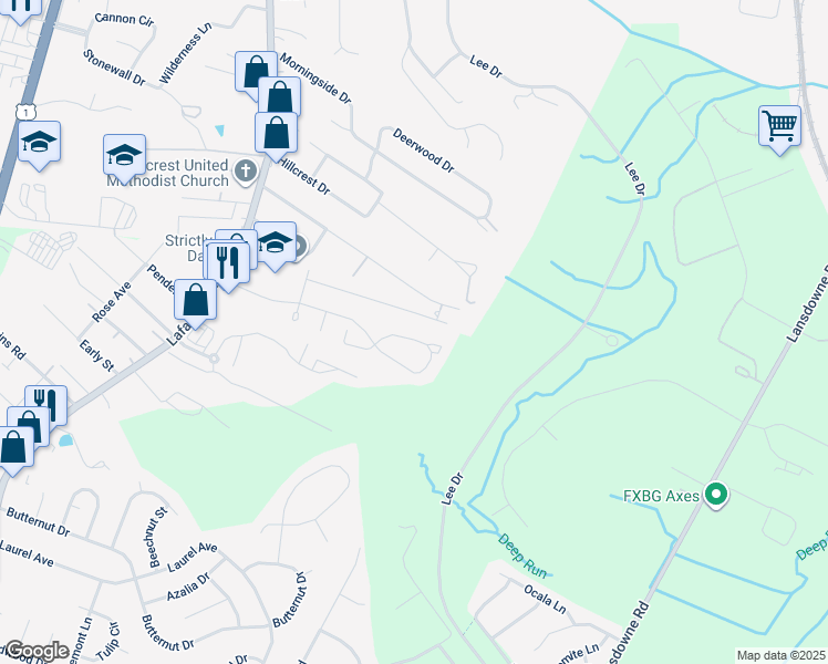 map of restaurants, bars, coffee shops, grocery stores, and more near 700 Olde Greenwich Circle in Fredericksburg