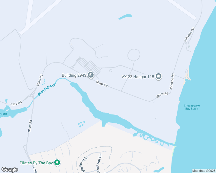 map of restaurants, bars, coffee shops, grocery stores, and more near Shaw Road in Patuxent River