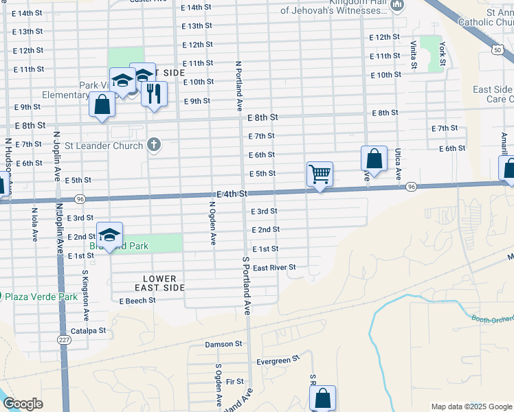 map of restaurants, bars, coffee shops, grocery stores, and more near 1714 East 4th Street in Pueblo