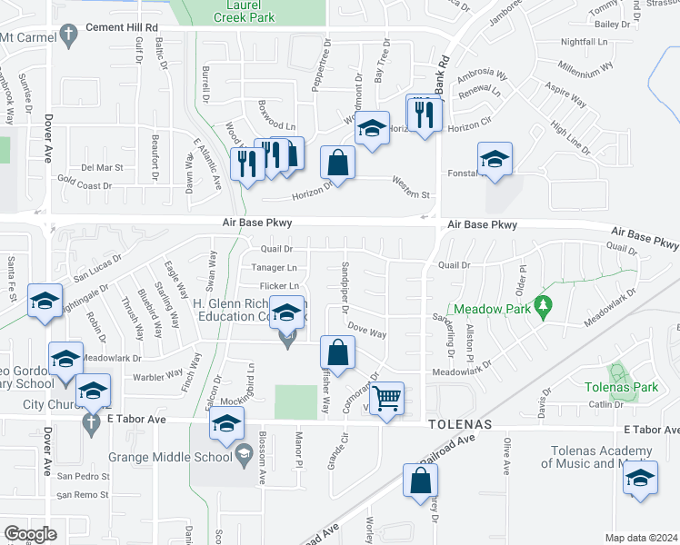 map of restaurants, bars, coffee shops, grocery stores, and more near 2259 Sandpiper Drive in Fairfield
