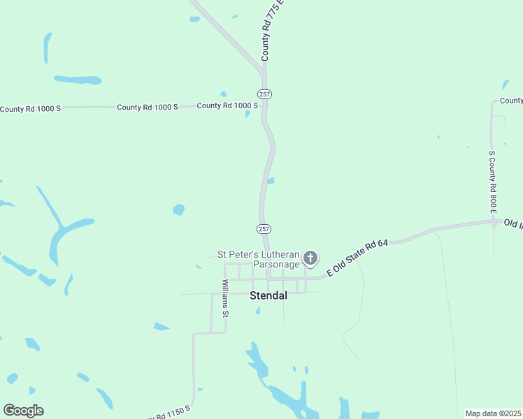 map of restaurants, bars, coffee shops, grocery stores, and more near 10293 Indiana 257 in Stendal