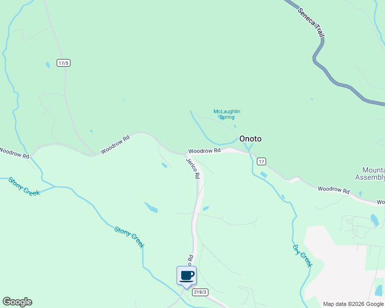 map of restaurants, bars, coffee shops, grocery stores, and more near Woodrow Road in Marlinton