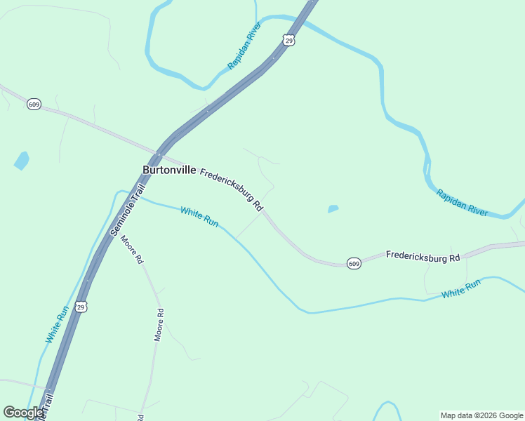 map of restaurants, bars, coffee shops, grocery stores, and more near 4332 Fredericksburg Road in Ruckersville