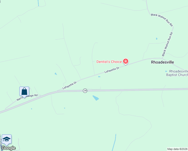 map of restaurants, bars, coffee shops, grocery stores, and more near 25070 Lafayette Drive in Rhoadesville