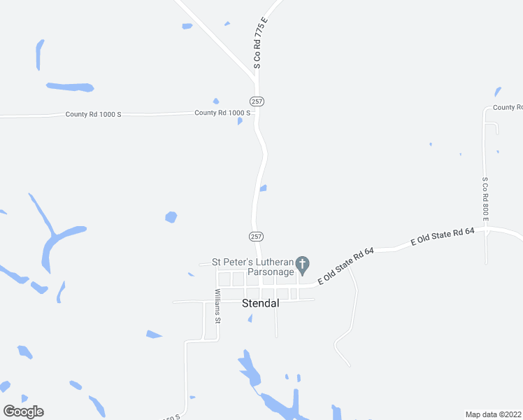 map of restaurants, bars, coffee shops, grocery stores, and more near 10293 Indiana 257 in Stendal