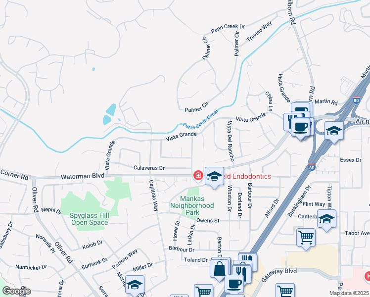 map of restaurants, bars, coffee shops, grocery stores, and more near 2156 Trinidad Place in Fairfield