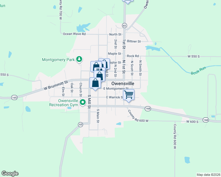 map of restaurants, bars, coffee shops, grocery stores, and more near 299 South 3rd Street in Owensville