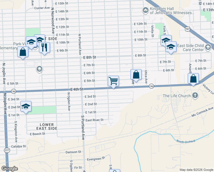 map of restaurants, bars, coffee shops, grocery stores, and more near 1840 East 4th Street in Pueblo
