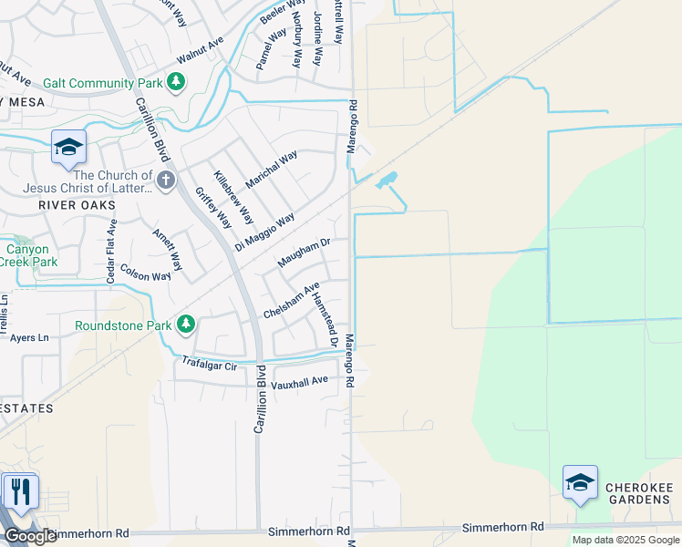 map of restaurants, bars, coffee shops, grocery stores, and more near 1193 Chelsham Avenue in Galt
