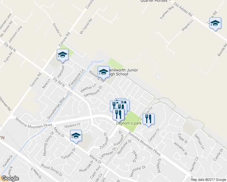 map of restaurants, bars, coffee shops, grocery stores, and more near 767 Riesling Road in Petaluma
