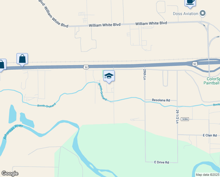 map of restaurants, bars, coffee shops, grocery stores, and more near 301 28th Lane in Pueblo