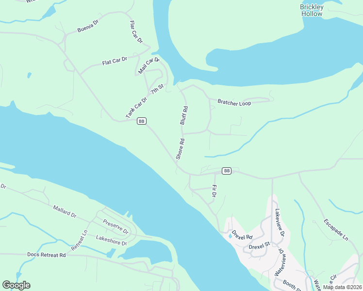 map of restaurants, bars, coffee shops, grocery stores, and more near Shore Road in Warsaw