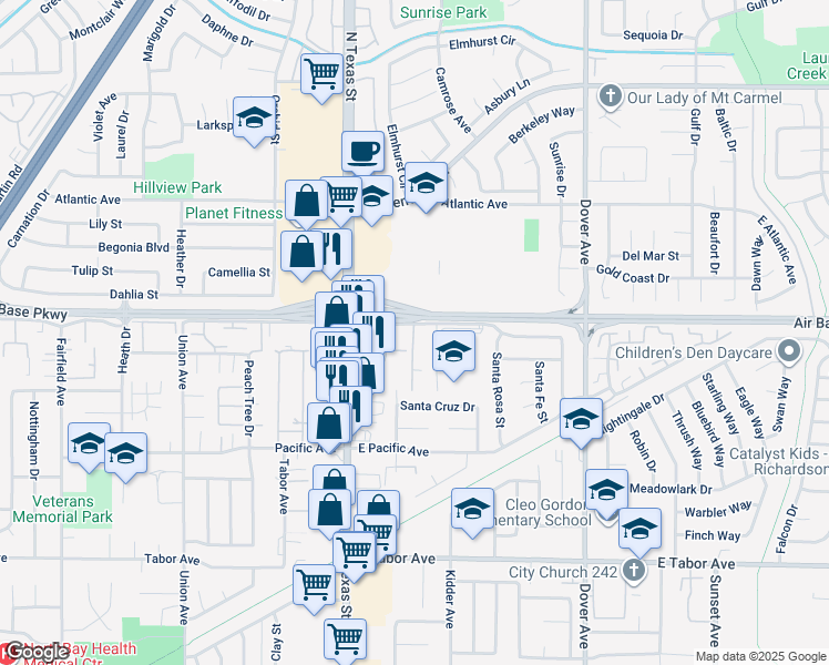 map of restaurants, bars, coffee shops, grocery stores, and more near 269 East Alaska Avenue in Fairfield