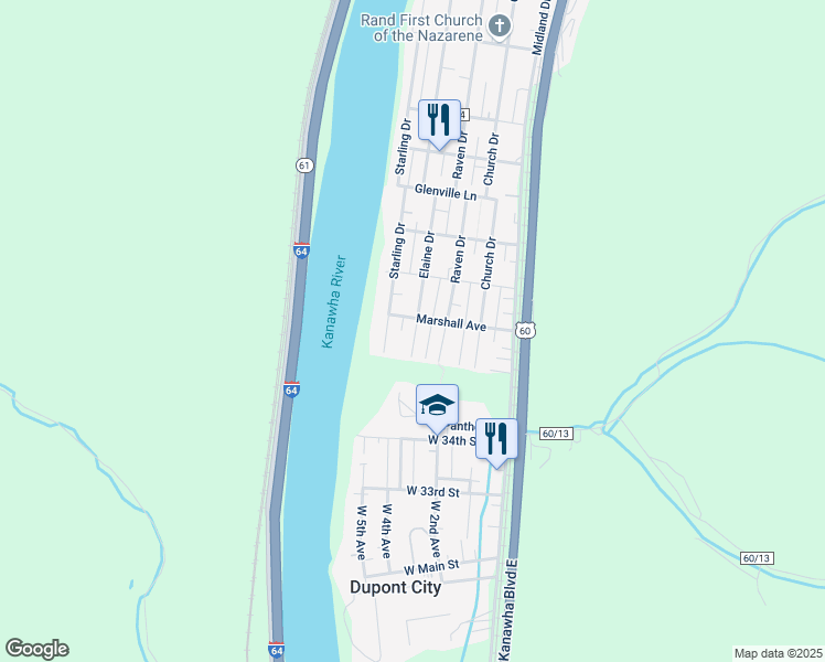 map of restaurants, bars, coffee shops, grocery stores, and more near 5905 Elaine Drive in Malden