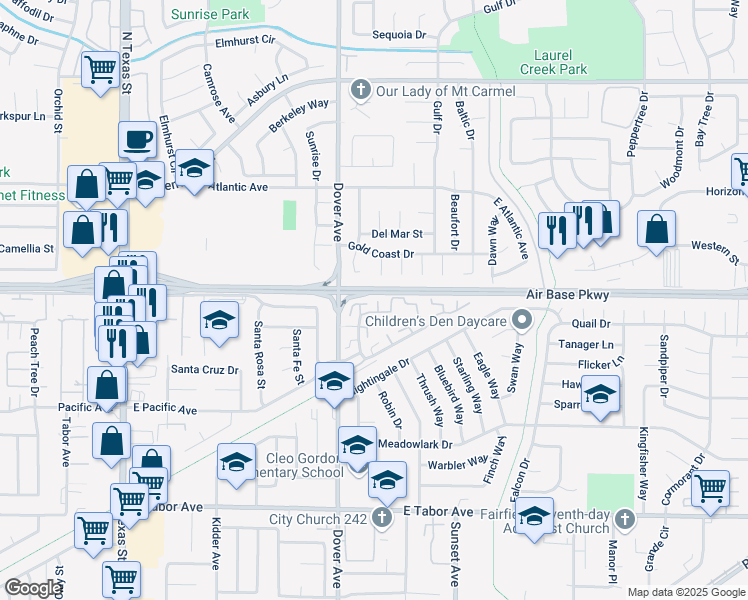 map of restaurants, bars, coffee shops, grocery stores, and more near 89 El Toro Court in Fairfield