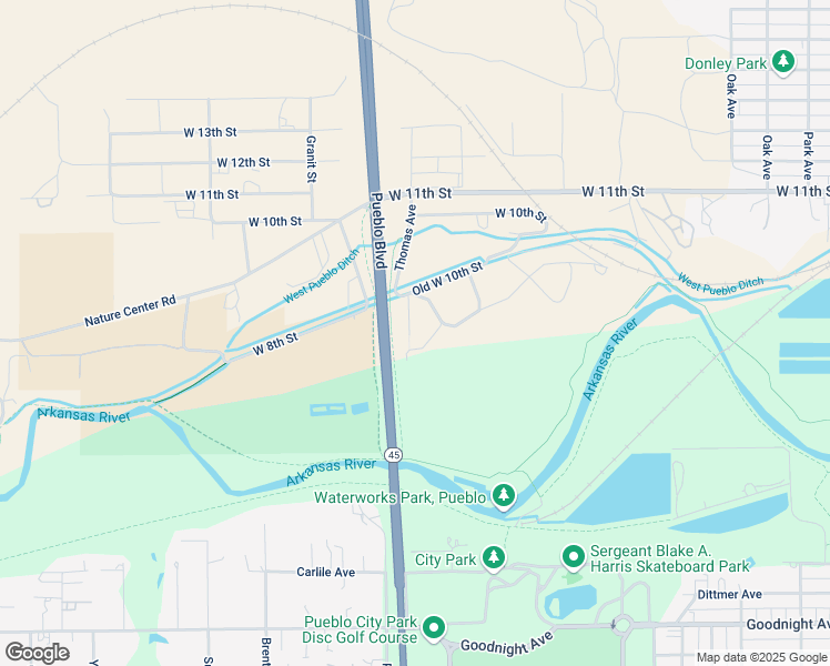 map of restaurants, bars, coffee shops, grocery stores, and more near 800 North Pueblo Boulevard in Pueblo