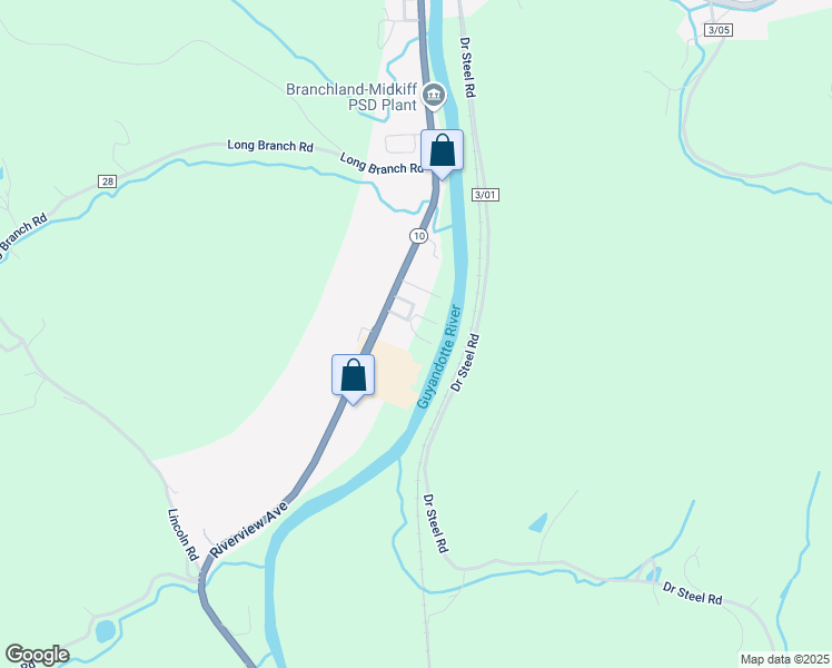 map of restaurants, bars, coffee shops, grocery stores, and more near 1 Claudia Court in Branchland