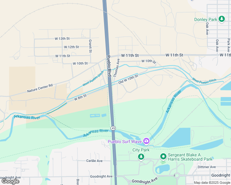 map of restaurants, bars, coffee shops, grocery stores, and more near 800 North Pueblo Boulevard in Pueblo