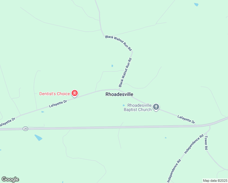 map of restaurants, bars, coffee shops, grocery stores, and more near 25400 Lafayette Drive in Rhoadesville
