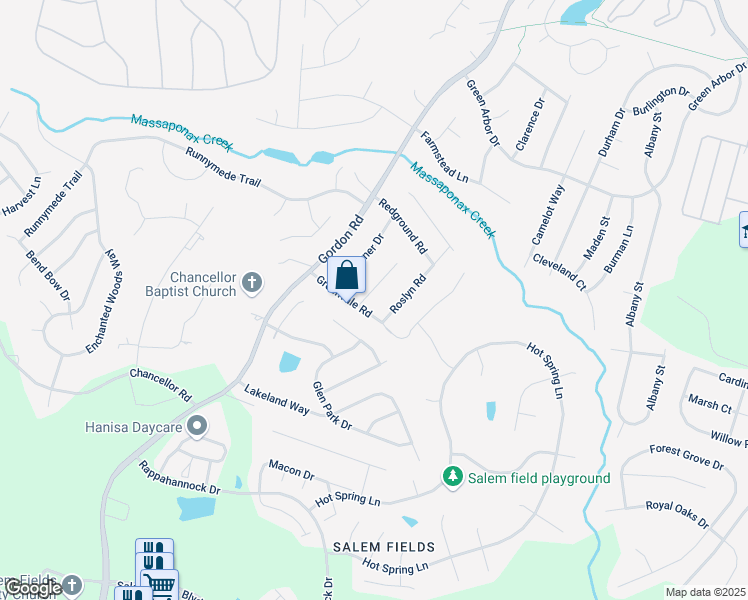 map of restaurants, bars, coffee shops, grocery stores, and more near 11403 Wentworth Court in Fredericksburg