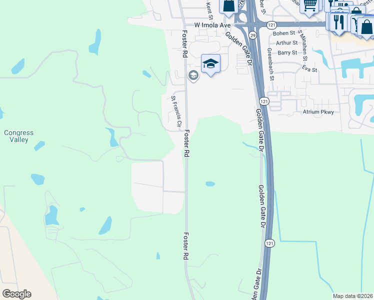 map of restaurants, bars, coffee shops, grocery stores, and more near 1251 Foster Road in Napa