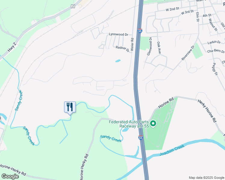 map of restaurants, bars, coffee shops, grocery stores, and more near 9190 Weier Road in Pevely