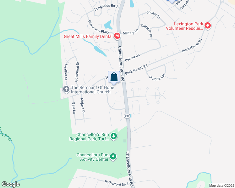 map of restaurants, bars, coffee shops, grocery stores, and more near 22074 Caravel Court in Great Mills