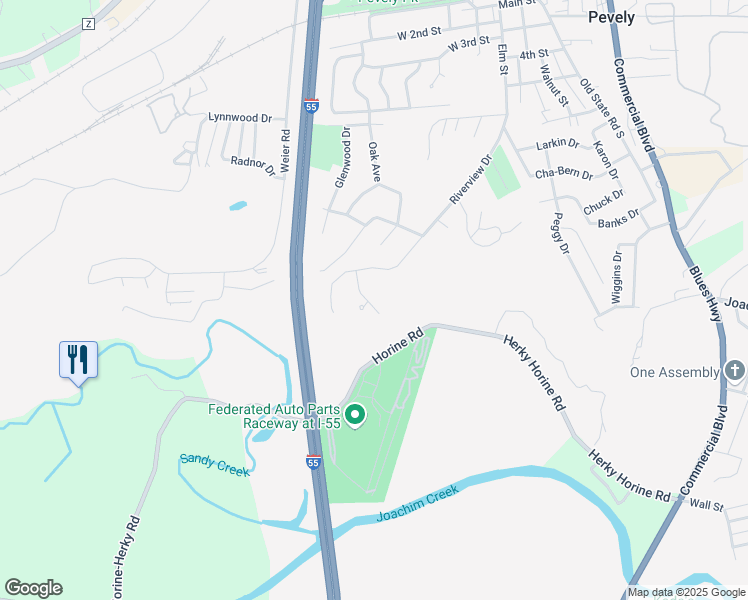 map of restaurants, bars, coffee shops, grocery stores, and more near 918 Creekview Court in Pevely