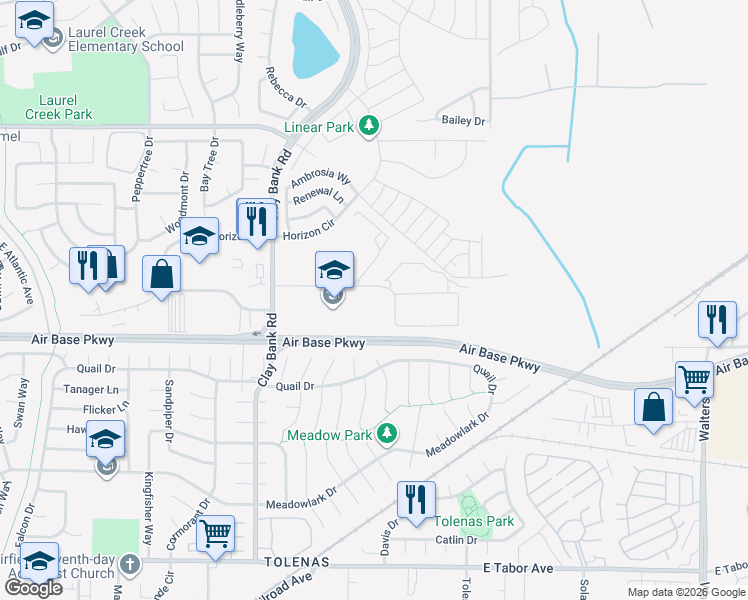 map of restaurants, bars, coffee shops, grocery stores, and more near 2456 Clay Bank Road in Fairfield