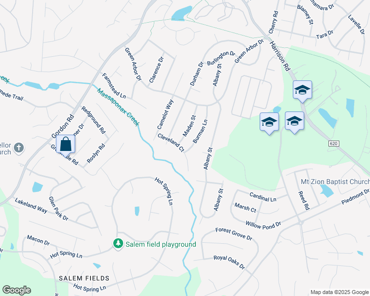 map of restaurants, bars, coffee shops, grocery stores, and more near 407 Cleveland Court in Fredericksburg