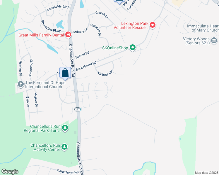 map of restaurants, bars, coffee shops, grocery stores, and more near 22078 Saint Michaels Circle in Great Mills