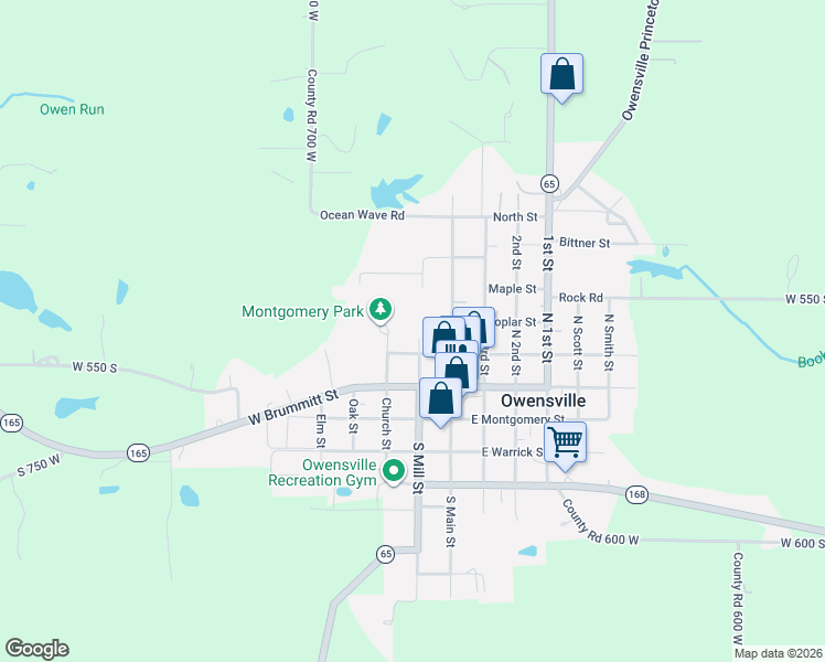 map of restaurants, bars, coffee shops, grocery stores, and more near 298 North Mill Street in Owensville