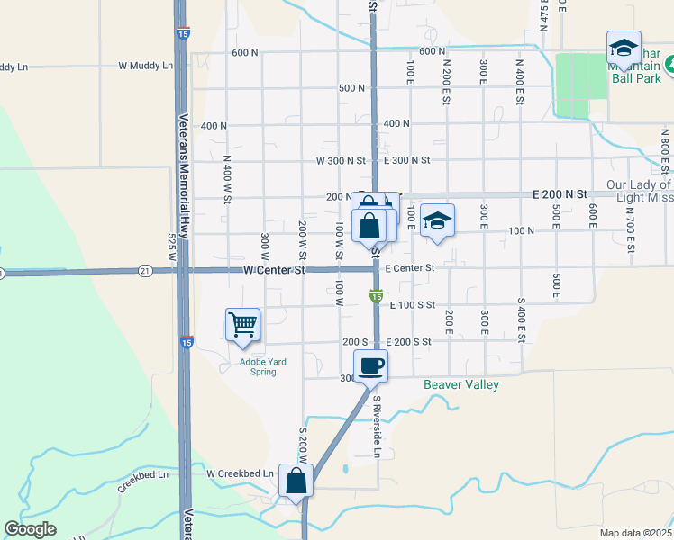 map of restaurants, bars, coffee shops, grocery stores, and more near in Beaver