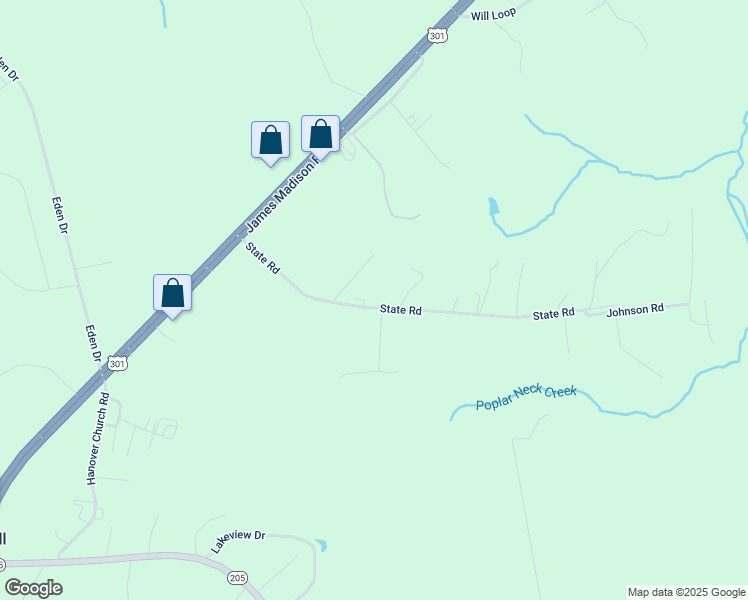 map of restaurants, bars, coffee shops, grocery stores, and more near 12447 State Road in King George