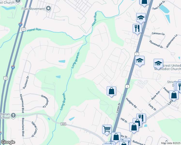 map of restaurants, bars, coffee shops, grocery stores, and more near 12112 Kingswood Boulevard in Fredericksburg