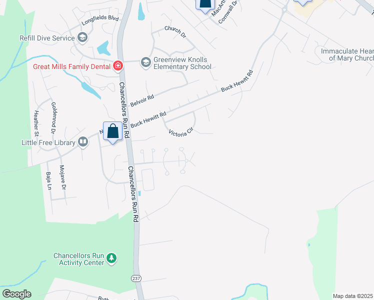 map of restaurants, bars, coffee shops, grocery stores, and more near 22088 Saint Michaels Circle in Great Mills