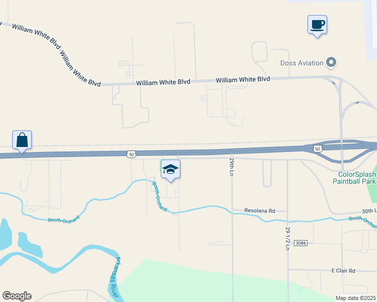 map of restaurants, bars, coffee shops, grocery stores, and more near U.S. 50 in Pueblo