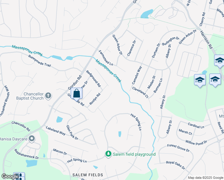 map of restaurants, bars, coffee shops, grocery stores, and more near 6701 Averett Court in Fredericksburg